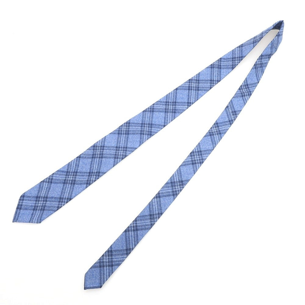 【新品】アーディーアンドシー AD&C 1956 ウール チェック柄ネクタイ ライトブルーxネイビー【 状態ランクN 】【 メンズ 】