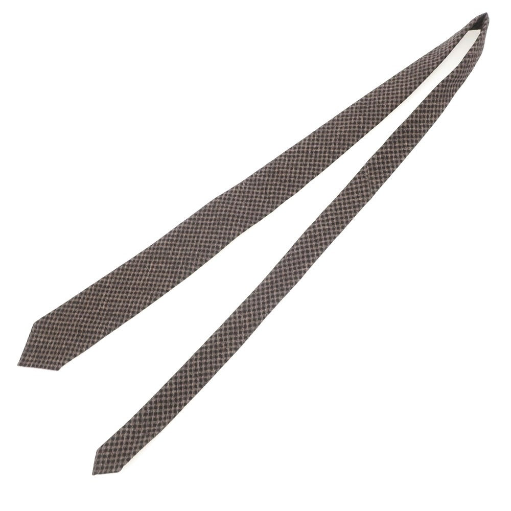 【新品】アーディーアンドシー AD&C 1956 ウールコットン チェック柄ネクタイ ダークブラウンxブラウン【 状態ランクN 】【 メンズ 】