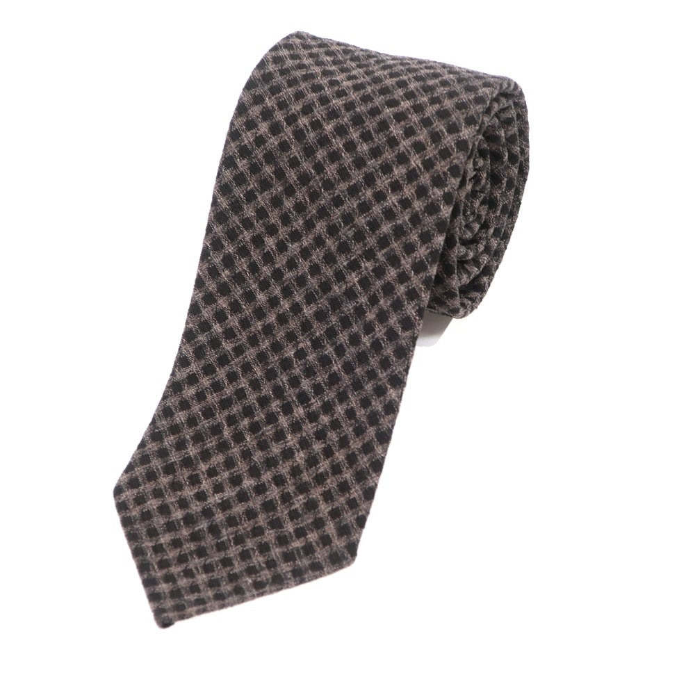 【新品】アーディーアンドシー AD&C 1956 ウールコットン チェック柄ネクタイ ダークブラウンxブラウン【 状態ランクN 】【 メンズ 】