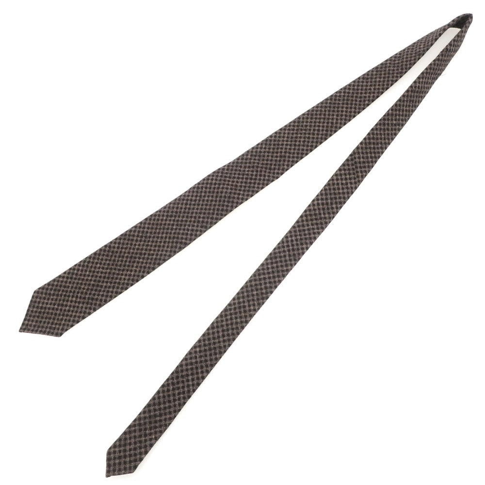 【新品】アーディーアンドシー AD&C 1956 ウールコットン チェック柄ネクタイ ダークブラウンxブラウン【 状態ランクN 】【 メンズ 】