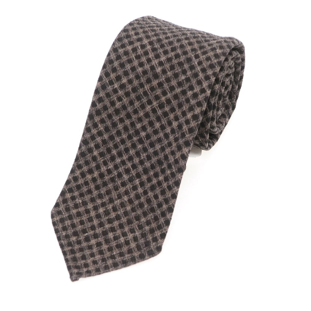 【新品】アーディーアンドシー AD&C 1956 ウールコットン チェック柄ネクタイ ダークブラウンxブラウン【 状態ランクN 】【 メンズ 】