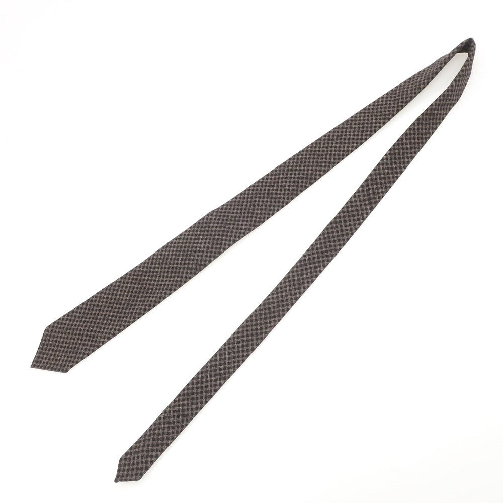 【新品】アーディーアンドシー AD&C 1956 ウールコットン チェック柄ネクタイ ダークブラウンxブラウン【 状態ランクN 】【 メンズ 】