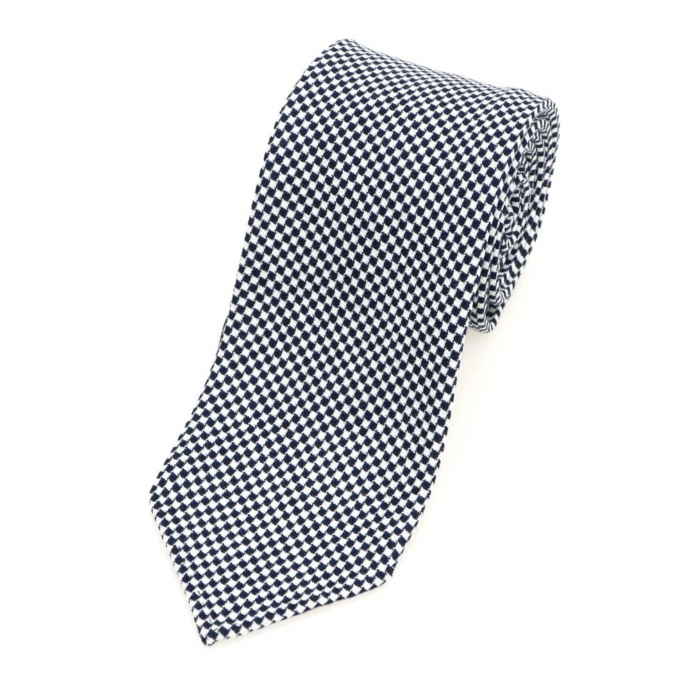 【新品】アーディーアンドシー AD&C 1956 ウールシルク チェック柄ネクタイ ダークネイビーxホワイト【 状態ランクN 】【 メンズ 】