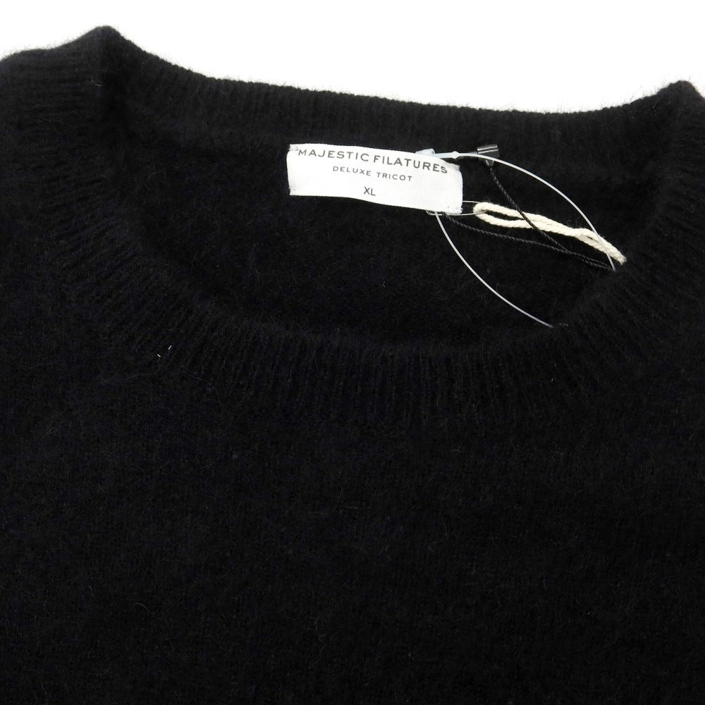 【新品】マジェスティック フィラチュール オム MAJESTIC FILATURES HOMME ラクーンナイロン クルーネック プルオーバーニット ブラック【サイズXL】【 状態ランクN 】【 メンズ 】 [EPD]