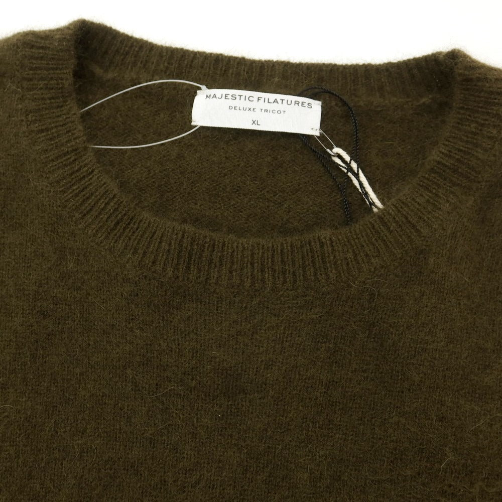 【新品】マジェスティック フィラチュール オム MAJESTIC FILATURES HOMME ラクーンナイロン クルーネック プルオーバーニット オリーブ【サイズXL】【 状態ランクN 】【 メンズ 】 [EPD]