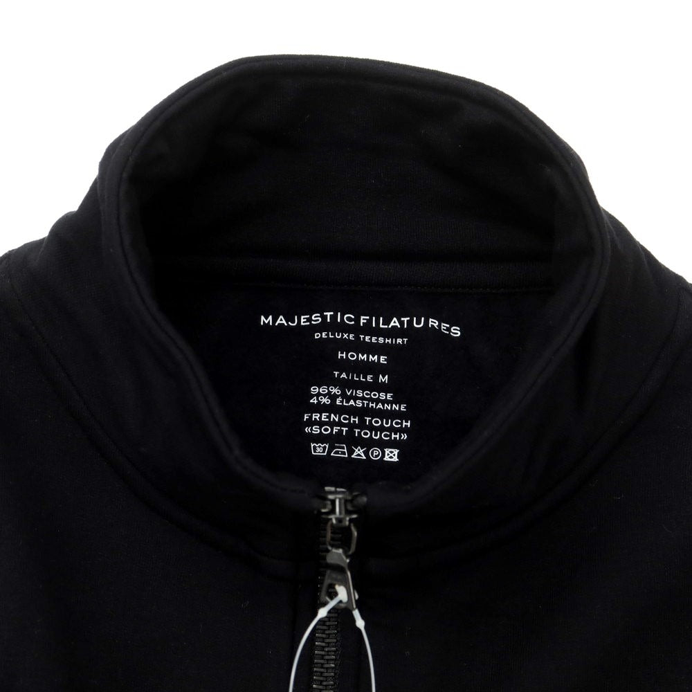 [New] MAJESTIC FILATURES HOMME Stretch Rayon Half Zip Cut and Sew Black [Size M] [BLK] [A/W] [Condition Rank N] [Men&