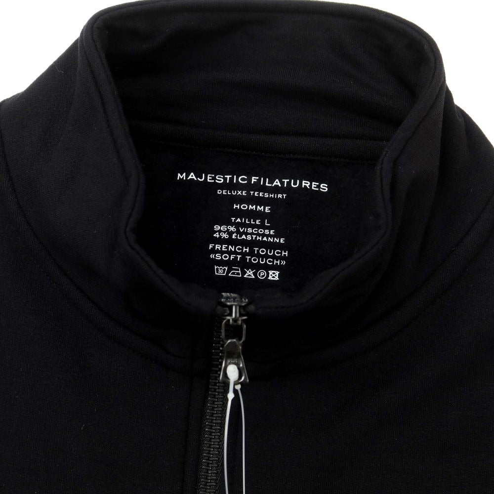 【新品】マジェスティック フィラチュール オム MAJESTIC FILATURES HOMME ストレッチレーヨン ハーフジップ カットソー ブラック【サイズL】【BLK】【A/W】【状態ランクN】【メンズ】