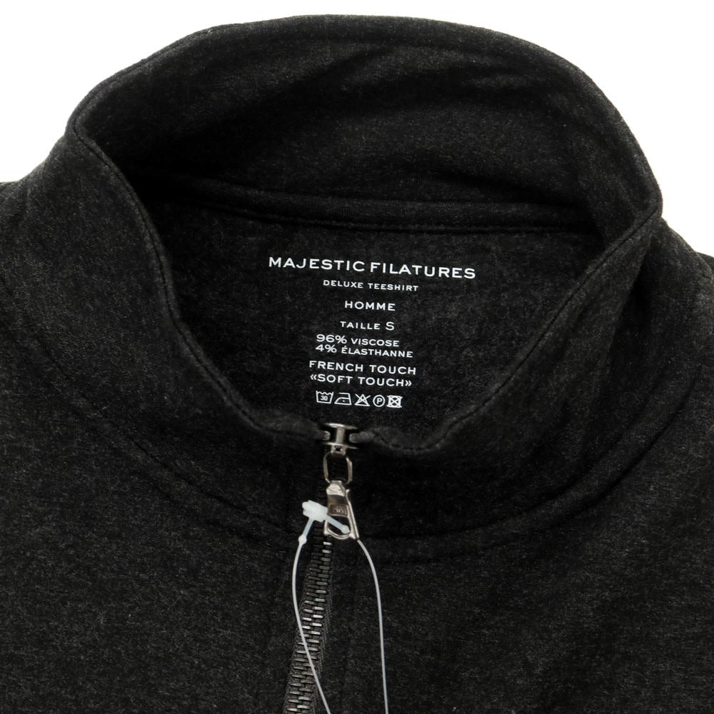 [New] MAJESTIC FILATURES HOMME Stretch Rayon Half Zip Cut and Sew Dark Gray [Size S] [GRY] [A/W] [Condition Rank N] [Men&