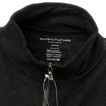 [New] MAJESTIC FILATURES HOMME Stretch Rayon Half Zip Cut and Sew Dark Gray [Size S] [GRY] [A/W] [Condition Rank N] [Men&
