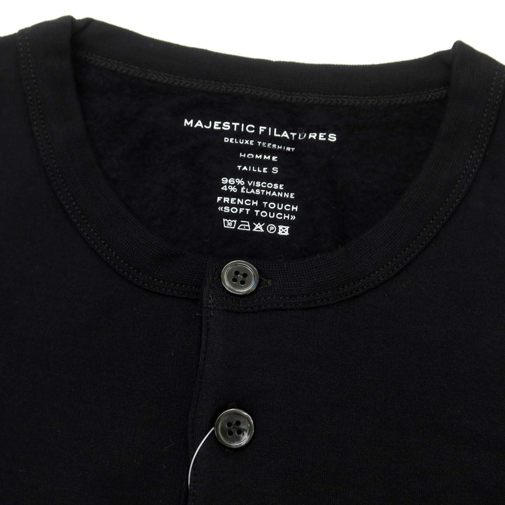 【新品】マジェスティック フィラチュール オム MAJESTIC FILATURES HOMME ストレッチレーヨン ヘンリーネック 長袖Ｔシャツ ブラック【サイズS】【BLK】【A/W】【状態ランクN】【メンズ】