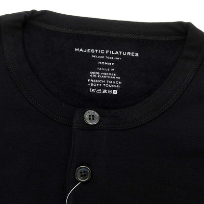 【新品】マジェスティック フィラチュール オム MAJESTIC FILATURES HOMME ストレッチレーヨン ヘンリーネック 長袖Ｔシャツ ブラック【サイズM】【 状態ランクN 】【 メンズ 】 [EPD]