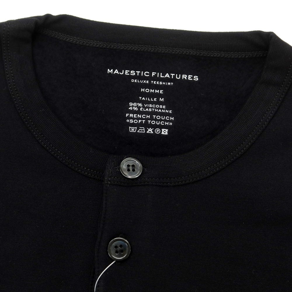 【新品】マジェスティック フィラチュール オム MAJESTIC FILATURES HOMME ストレッチレーヨン ヘンリーネック 長袖Ｔシャツ ブラック【サイズM】【 状態ランクN 】【 メンズ 】 [EPD]