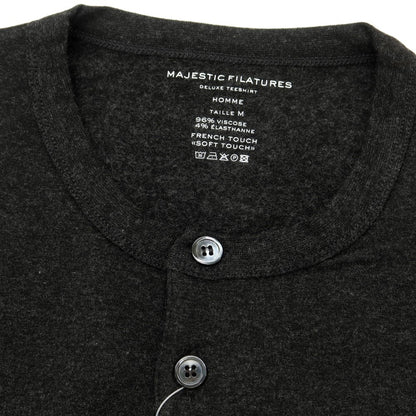 【新品】マジェスティック フィラチュール オム MAJESTIC FILATURES HOMME ストレッチレーヨン ヘンリーネック 長袖Ｔシャツ ダークグレー【サイズM】【 状態ランクN 】【 メンズ 】 [EPD]