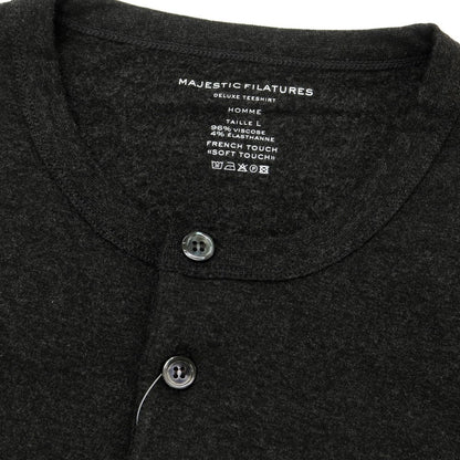 【新品】マジェスティック フィラチュール オム MAJESTIC FILATURES HOMME ストレッチレーヨン ヘンリーネック 長袖Ｔシャツ ダークグレー【サイズL】【GRY】【A/W】【状態ランクN】【メンズ】