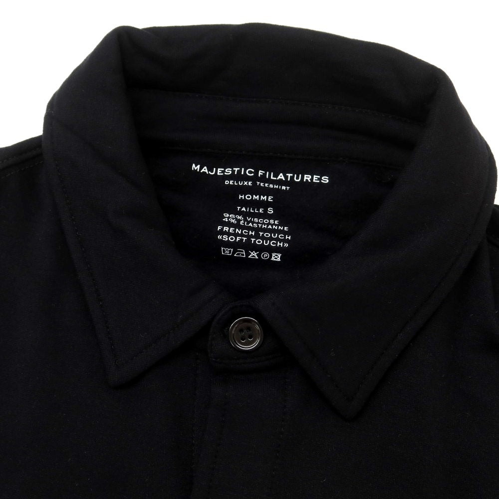 【新品】マジェスティック フィラチュール オム MAJESTIC FILATURES HOMME ストレッチレーヨン 裏起毛 カジュアルシャツ ブラック【サイズS】【 状態ランクN 】【 メンズ 】 [EPD]