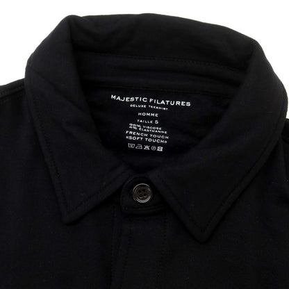 【新品】マジェスティック フィラチュール オム MAJESTIC FILATURES HOMME ストレッチレーヨン 裏起毛 カジュアルシャツ ブラック【サイズS】【 状態ランクN 】【 メンズ 】 [EPD]