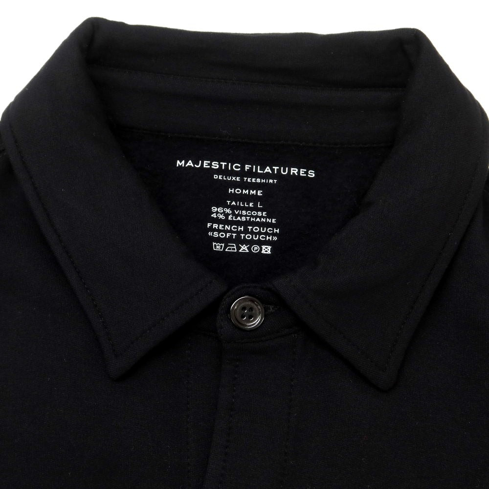 【新品】マジェスティック フィラチュール オム MAJESTIC FILATURES HOMME ストレッチレーヨン 裏起毛 カジュアルシャツ ブラック【サイズL】【 状態ランクN 】【 メンズ 】 [EPD]