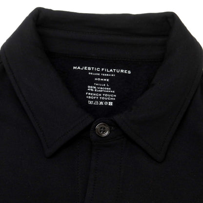 【新品】マジェスティック フィラチュール オム MAJESTIC FILATURES HOMME ストレッチレーヨン 裏起毛 カジュアルシャツ ブラック【サイズL】【 状態ランクN 】【 メンズ 】 [EPD]