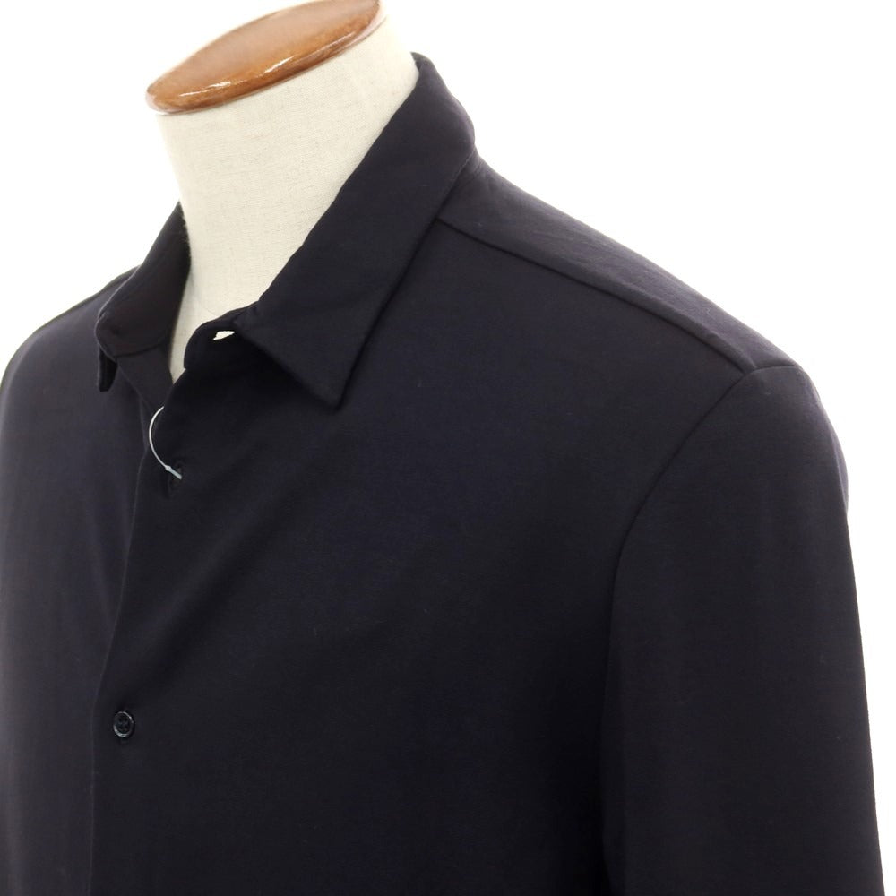 【新品】マジェスティック フィラチュール オム MAJESTIC FILATURES HOMME ストレッチレーヨン 裏起毛 カジュアルシャツ ネイビー【サイズM】【 状態ランクN 】【 メンズ 】 [EPD]