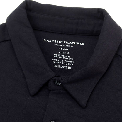 【新品】マジェスティック フィラチュール オム MAJESTIC FILATURES HOMME ストレッチレーヨン 裏起毛 カジュアルシャツ ネイビー【サイズM】【 状態ランクN 】【 メンズ 】 [EPD]