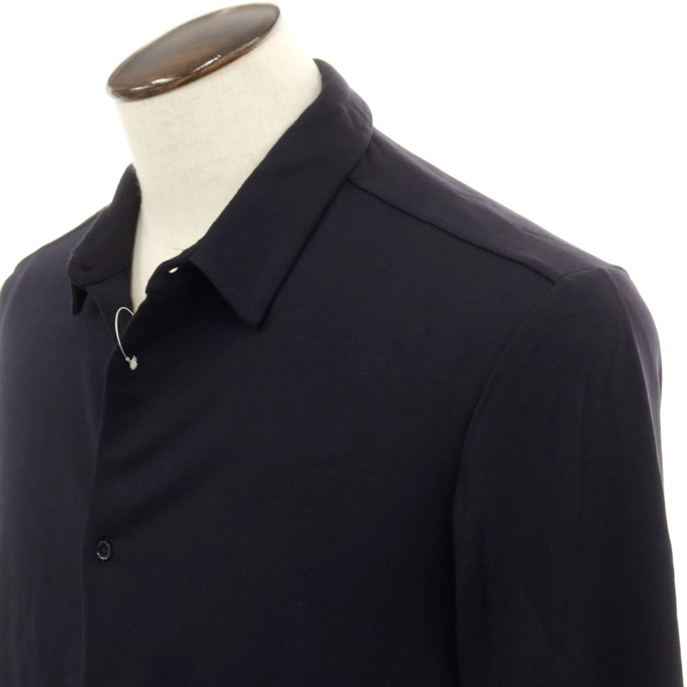 【新品】マジェスティック フィラチュール オム MAJESTIC FILATURES HOMME ストレッチレーヨン 裏起毛 カジュアルシャツ ネイビー【サイズL】【 状態ランクN 】【 メンズ 】 [EPD]