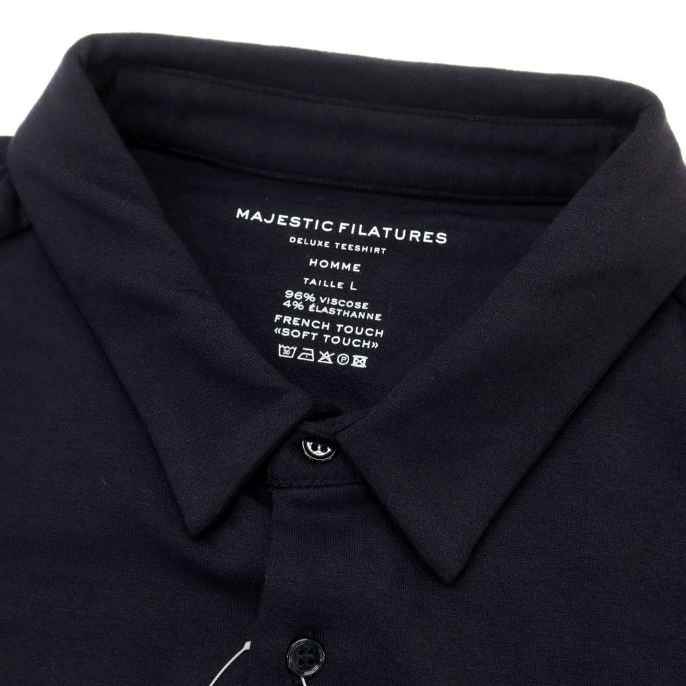 【新品】マジェスティック フィラチュール オム MAJESTIC FILATURES HOMME ストレッチレーヨン 裏起毛 カジュアルシャツ ネイビー【サイズL】【 状態ランクN 】【 メンズ 】 [EPD]