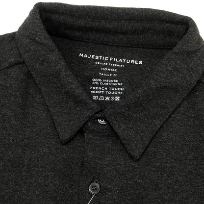 【新品】マジェスティック フィラチュール オム MAJESTIC FILATURES HOMME ストレッチレーヨン 裏起毛 カジュアルシャツ ダークグレー【サイズM】【 状態ランクN 】【 メンズ 】 [EPD]