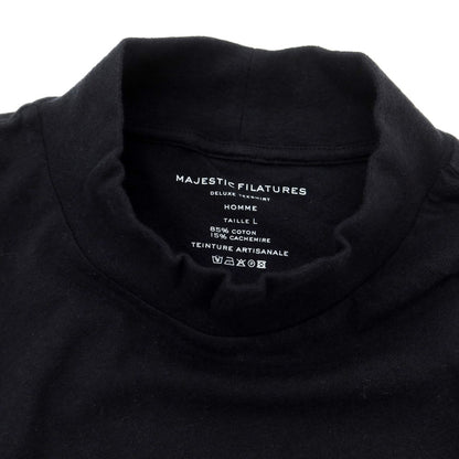 【新品】マジェスティック フィラチュール オム MAJESTIC FILATURES HOMME コットンカシミヤ ハイネック 長袖Ｔシャツ ブラック【サイズL】【BLK】【S/S/A/W】【状態ランクN】【メンズ】