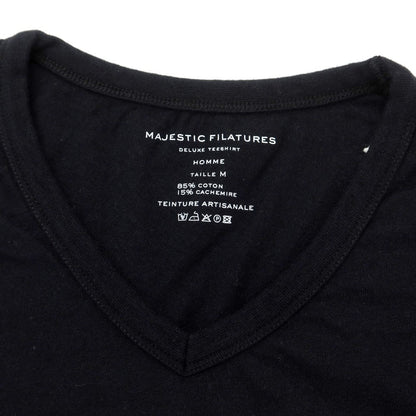 【新品】マジェスティック フィラチュール オム MAJESTIC FILATURES HOMME コットンカシミヤ Vネック 長袖Ｔシャツ ブラック【サイズM】【BLK】【S/S/A/W】【状態ランクN】【メンズ】