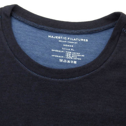 【新品アウトレット】マジェスティック フィラチュール オム MAJESTIC FILATURES HOMME コットンカシミヤシルク 長袖Ｔシャツ ネイビー【サイズXL】【NVY】【S/S/A/W】【状態ランクN-】【メンズ】