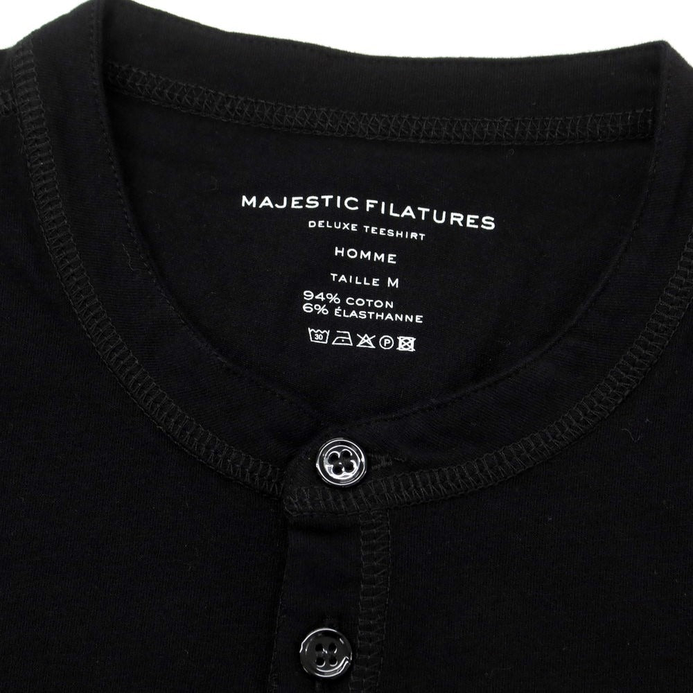 【新品】マジェスティック フィラチュール オム MAJESTIC FILATURES HOMME コットン ヘンリーネック 長袖Ｔシャツ ブラック【サイズM】【BLK】【S/S/A/W】【状態ランクN】【メンズ】