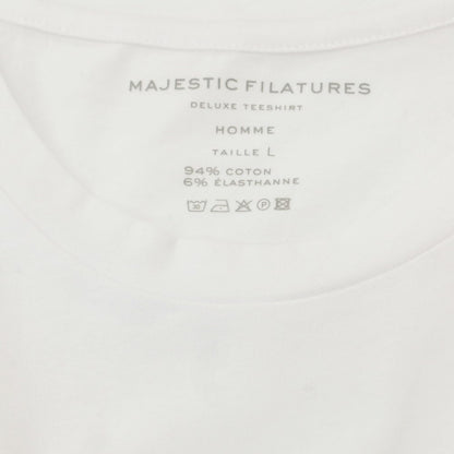 【新品】マジェスティック フィラチュール オム MAJESTIC FILATURES HOMME ストレッチコットン 長袖Ｔシャツ ホワイト【サイズL】【WHT】【S/S/A/W】【状態ランクN】【メンズ】