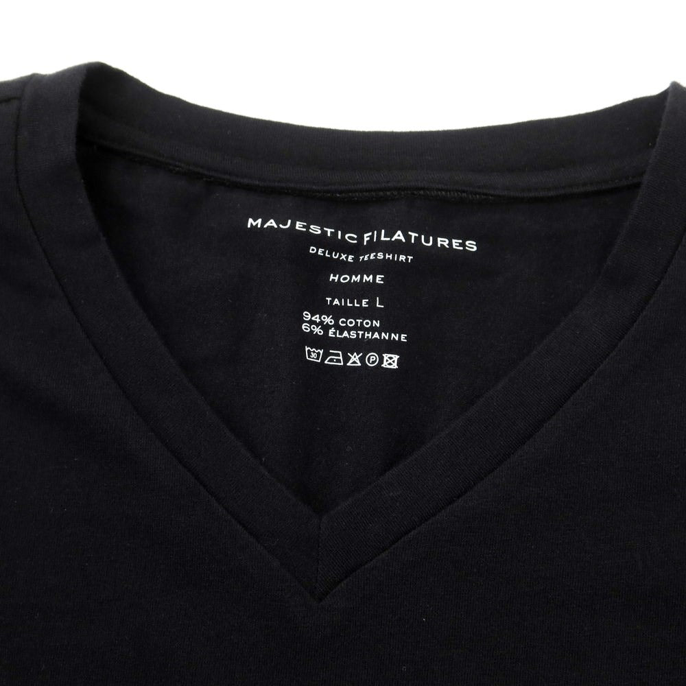 【新品】マジェスティック フィラチュール オム MAJESTIC FILATURES HOMME コットン Vネック 半袖Ｔシャツ ブラック【サイズL】【BLK】【S/S】【状態ランクN】【メンズ】