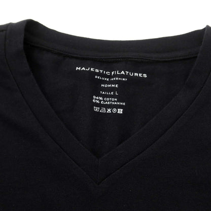 【新品】マジェスティック フィラチュール オム MAJESTIC FILATURES HOMME コットン Vネック 半袖Ｔシャツ ブラック【サイズL】【BLK】【S/S】【状態ランクN】【メンズ】