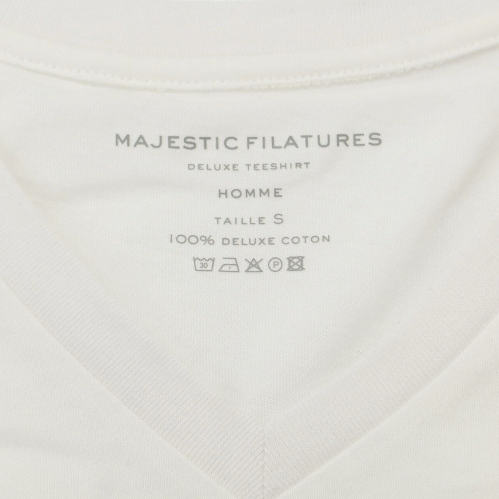 【新品】マジェスティック フィラチュール オム MAJESTIC FILATURES HOMME コットン Vネック 半袖Ｔシャツ ホワイト【サイズS】【WHT】【S/S】【状態ランクN】【メンズ】