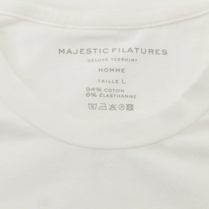 【新品】マジェスティック フィラチュール オム MAJESTIC FILATURES HOMME コットン クルーネック 半袖Ｔシャツ ホワイト【サイズL】【WHT】【S/S】【状態ランクN】【メンズ】