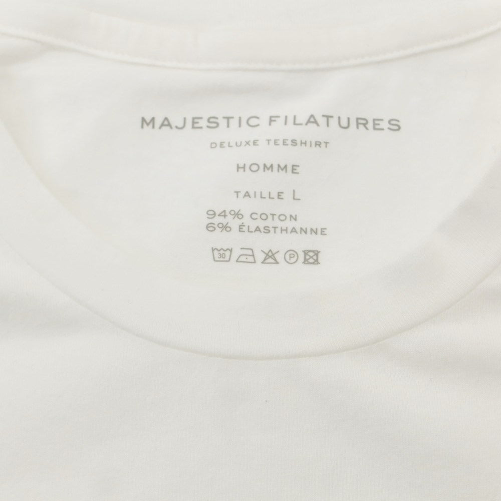 【新品】マジェスティック フィラチュール オム MAJESTIC FILATURES HOMME コットン クルーネック 半袖Ｔシャツ ホワイト【サイズL】【WHT】【S/S】【状態ランクN】【メンズ】