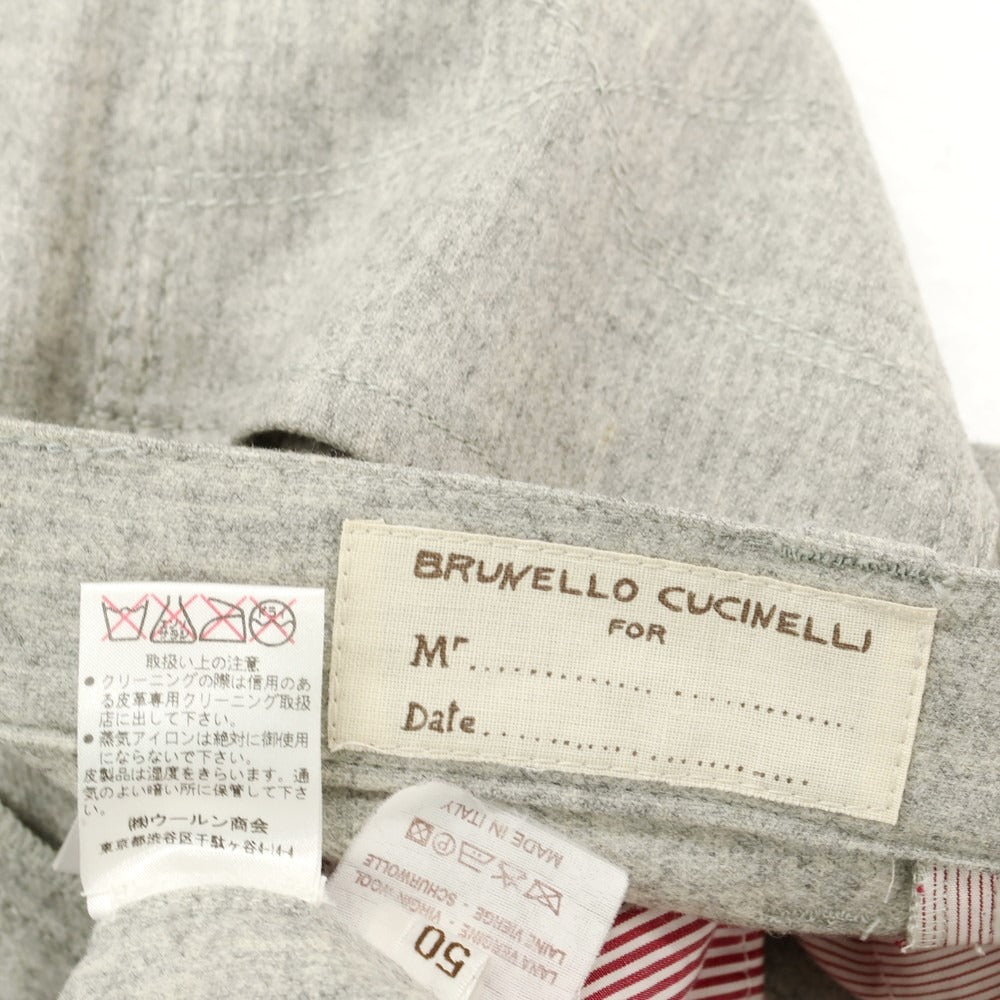 【中古】ブルネロクチネリ Brunello Cucinelli ウール カジュアルスラックスパンツ ライトグレー【 50 】【 状態ランクD 】【 メンズ 】