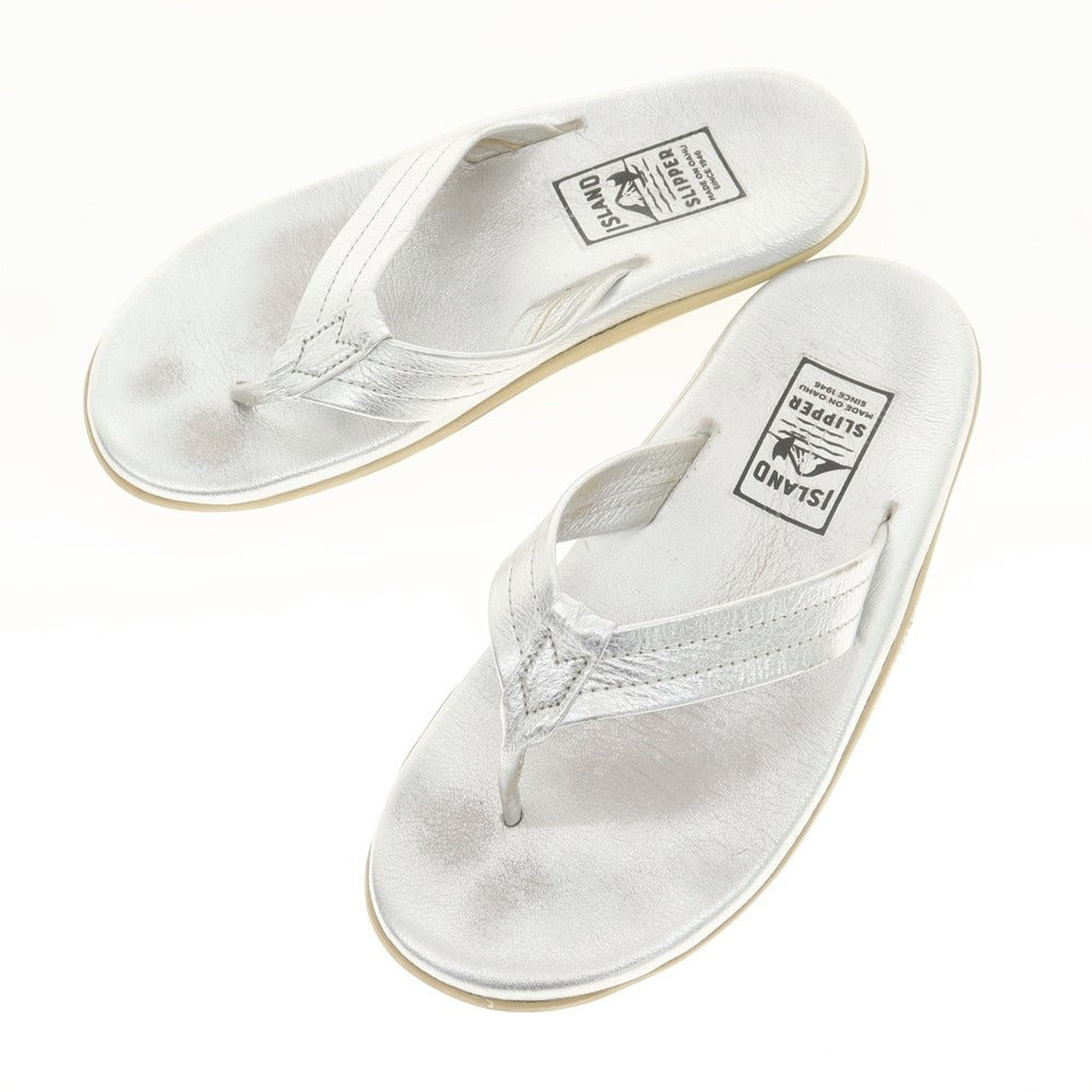 【中古】アイランドスリッパ ISLAND SLIPPER レザー トングサンダル シルバー【 9 】【 状態ランクC 】【 メンズ 】