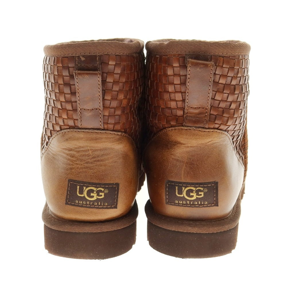 【中古】アグ UGG CLASSIC MINI イントレチャートレザー ムートンブーツ ブラウン【 27cm 】【 状態ランクB 】【 メンズ 】