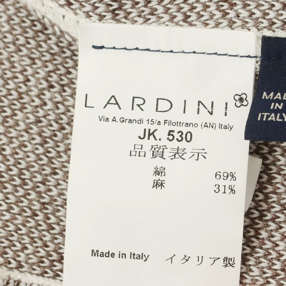 【中古】ラルディーニ LARDINI コットンリネン ニットジャケット ホワイトxブラウン【 S 】【 状態ランクC 】【 メンズ 】