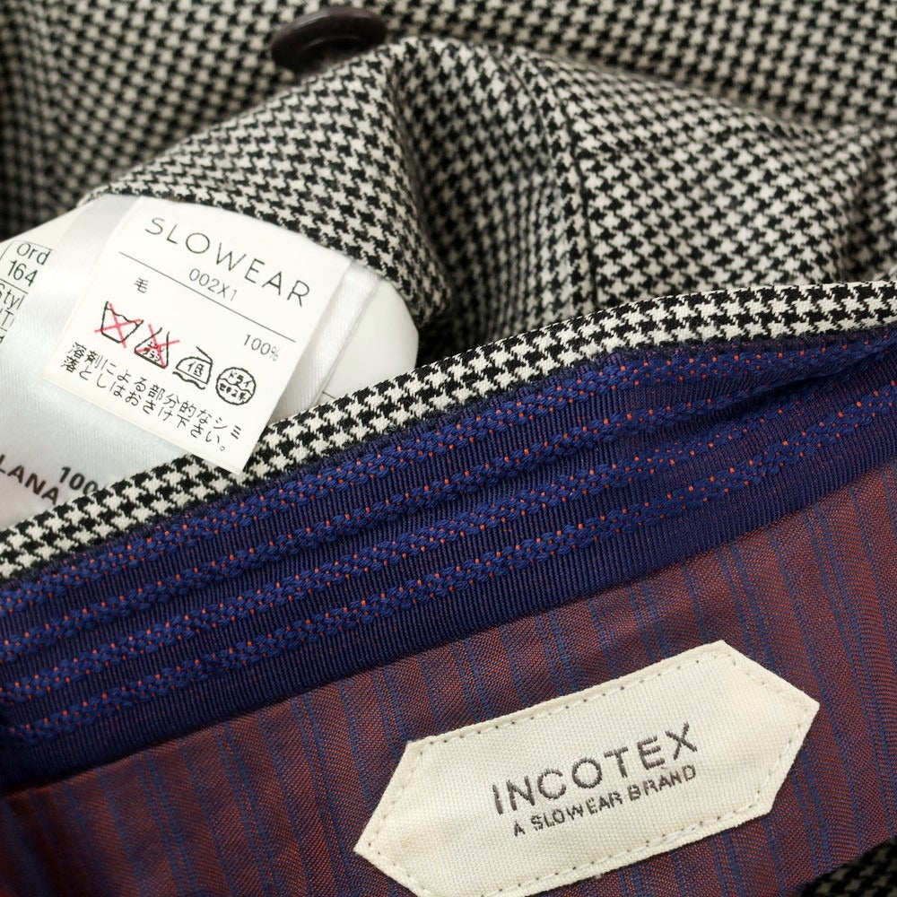 【中古】インコテックス INCOTEX ウール ハウンドトゥース ドレススラックスパンツ ブラックxホワイト【 46 】【 状態ランクC 】【 メンズ 】