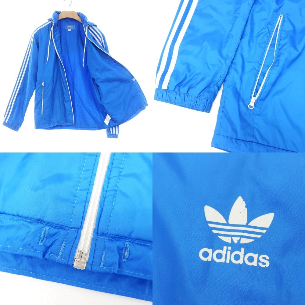 【中古】アディダス adidas ポリエステル ジップアップ 中綿ブルゾン ブルー【 L 】【 状態ランクC 】【 メンズ 】