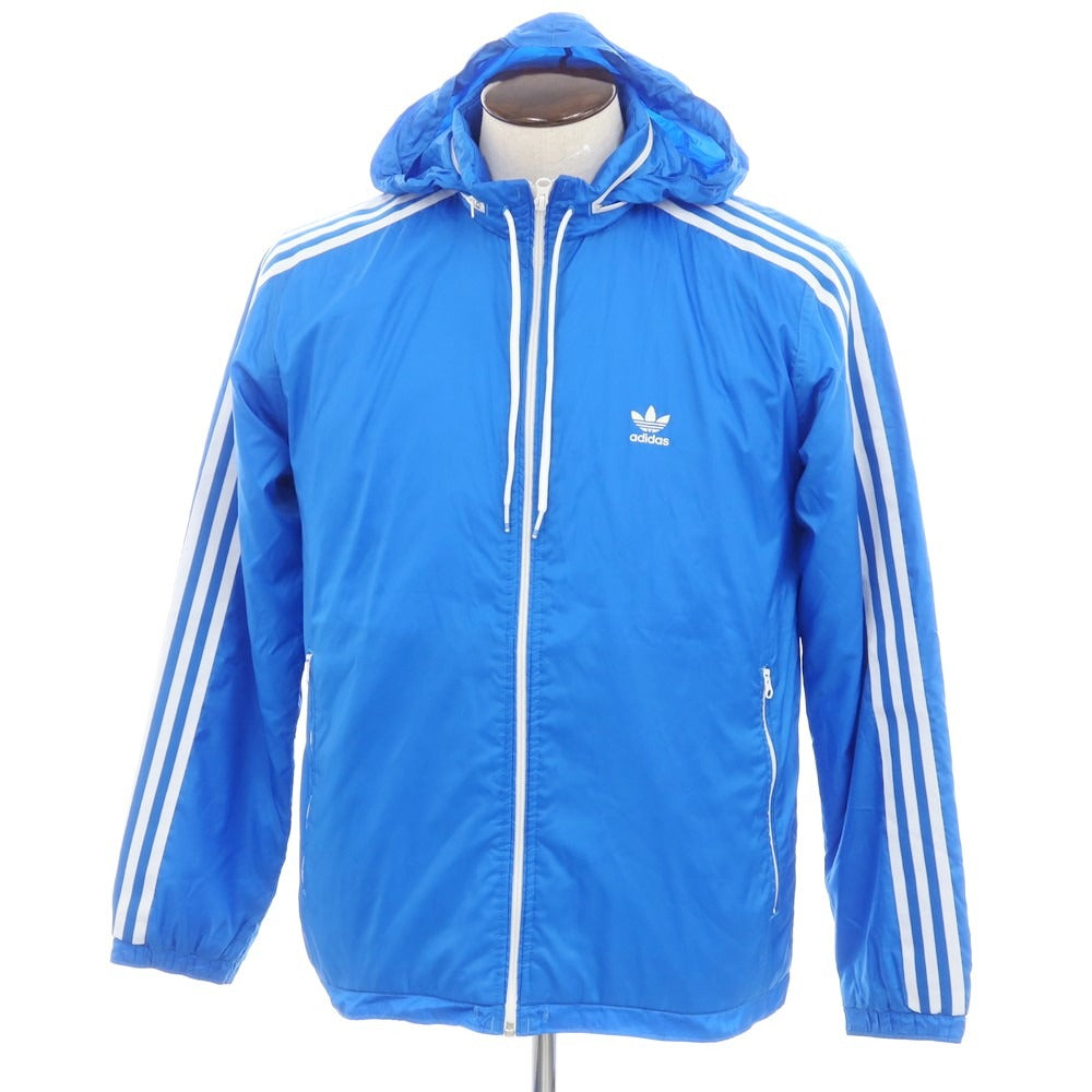 【中古】アディダス adidas ポリエステル ジップアップ 中綿ブルゾン ブルー【 L 】【 状態ランクC 】【 メンズ 】