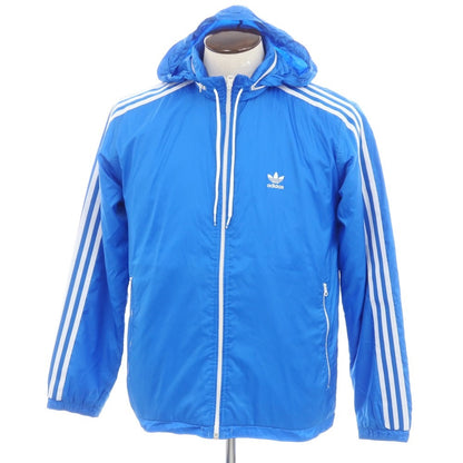 【中古】アディダス adidas ポリエステル ジップアップ 中綿ブルゾン ブルー【 L 】【 状態ランクC 】【 メンズ 】