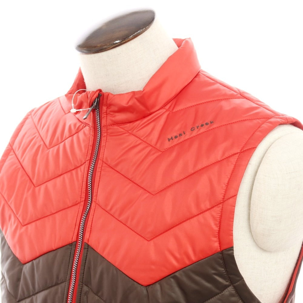 【中古】ヒールクリーク Heal Creak ポリエステル ジップアップ 中綿 ダウンベスト レッドxブラウン系【サイズ50】【 状態ランクA 】【 メンズ 】 [EPD]