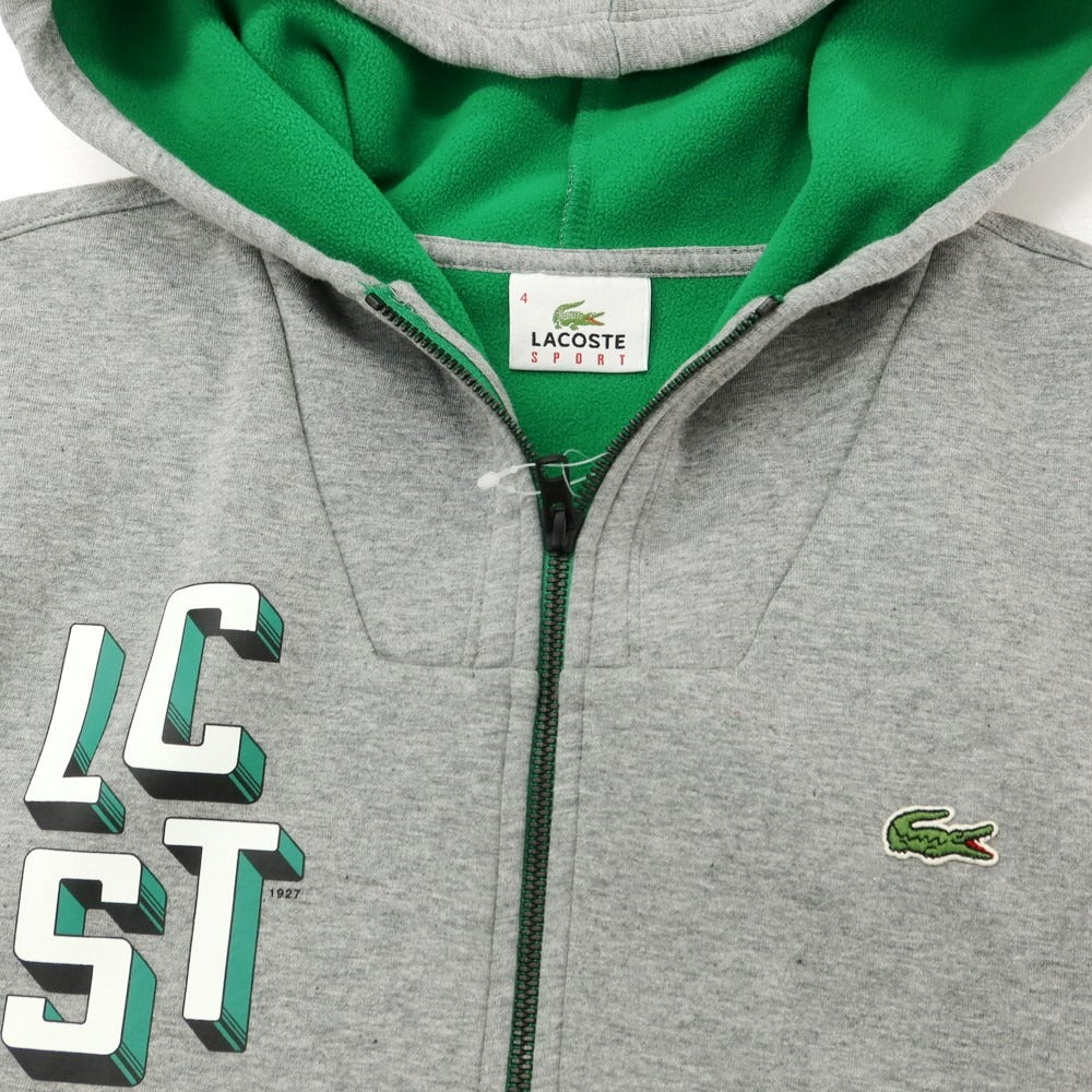 【中古】【未使用】ラコステ LACOSTE ポリエステルコットン 裏フリース ジップアップ パーカー グレー【 4 】【 状態ランクS 】【 メンズ 】