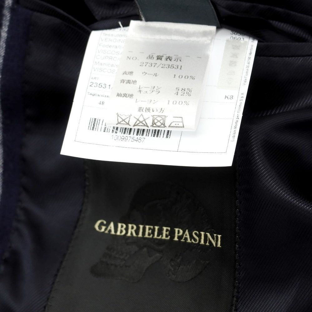 【中古】ガブリエレ パジーニ Gabriele Pasini ウール ストライプ 2つボタンスーツ ネイビーxホワイト【 48 】【 状態ランクA 】【 メンズ 】