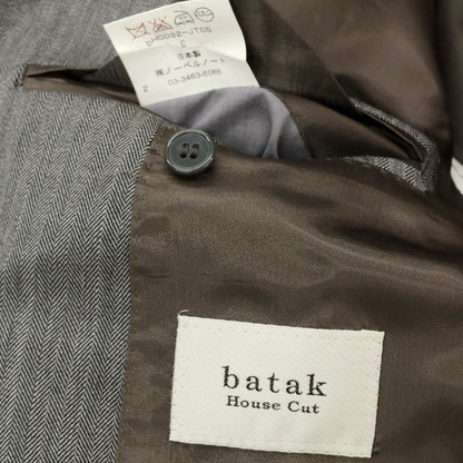 【中古】バタクハウスカット batak house cut ウールカシミヤ ヘリンボーン 2つボタンスーツ グレー【 38 】【 状態ランクB 】【 メンズ 】