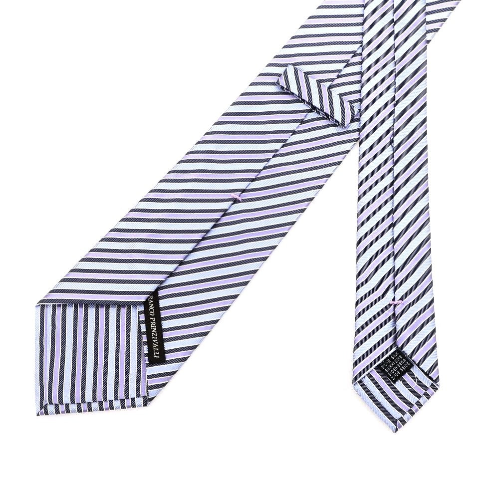 【中古】フランコ プリンツィバリー FRANCO PRINZIVALLI シルク ストライプ柄ネクタイ ライトブルーxライトパープル【BLU】【S/S/A/W】【状態ランクB】【メンズ】 [EPD]